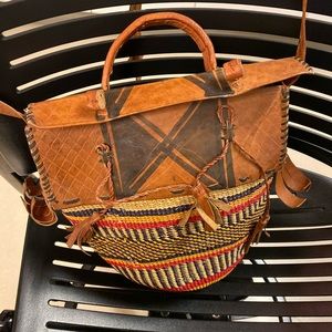 Handwoven crossbody bag with flap